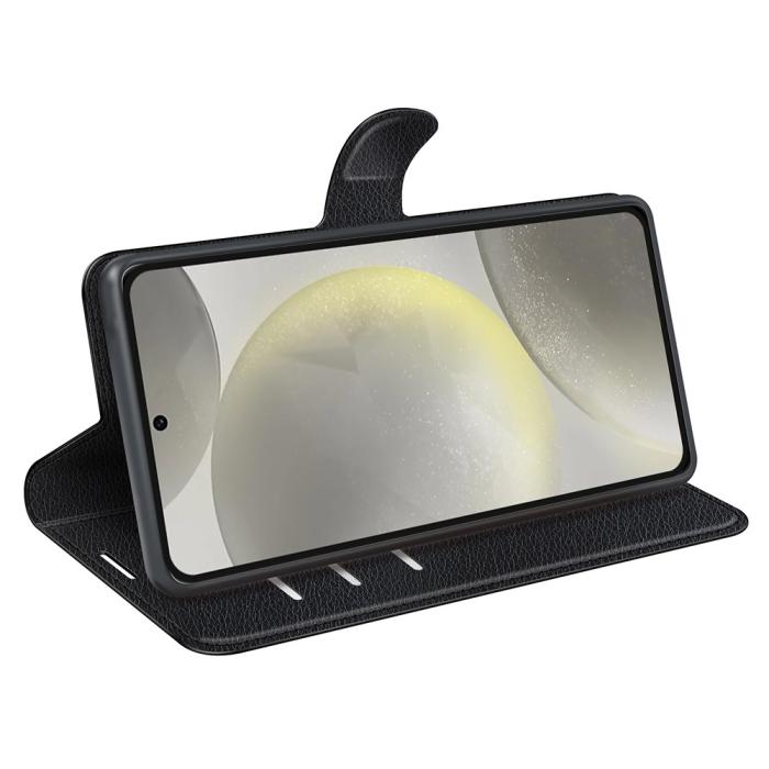 Bild 3,  Samsung Galaxy S24 FE Fodral Litchi Läder Textur Svart
