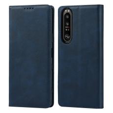  Sony Xperia 1 III - Flip Fodral Med Magnetisk St&auml;ngning - M&ouml;rk Bl&aring;