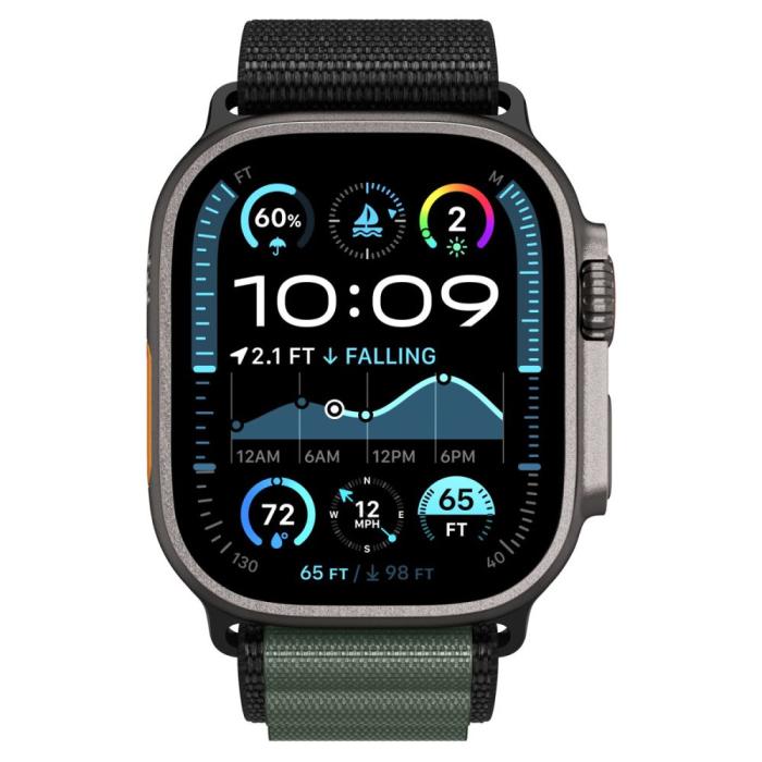 Bild 4, Spigen Spigen Apple Watch 42/44/45/46/49 mm Armband Svart/Grön