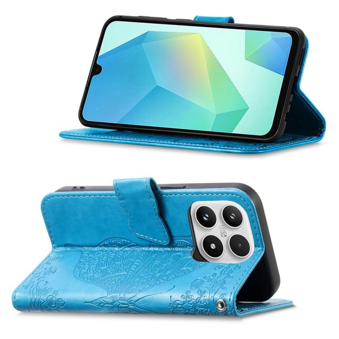 Bild 2,  Xiaomi 17 Fodral Läder Fjäril Ljus Blå