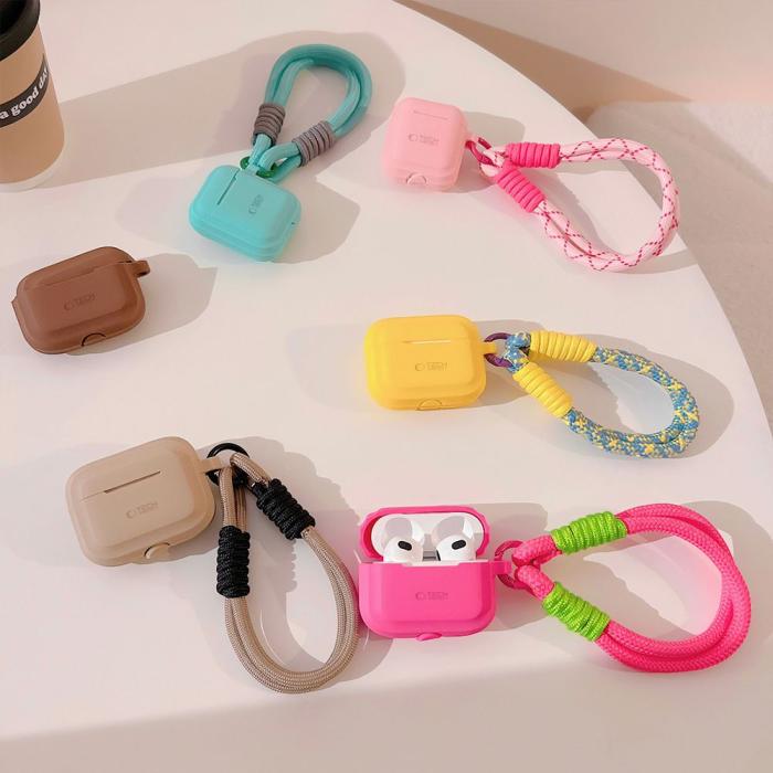 Bild 2, Tech-Protect Tech-Protect AirPods Pro 1/2 Skal Silikon Rope Chocolate Brown