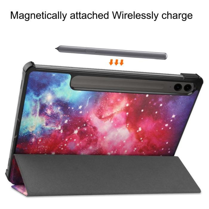 Bild 5,  Galaxy Tab S9 FE Plus Fodral Tri-Fold Läder Cosmic Space