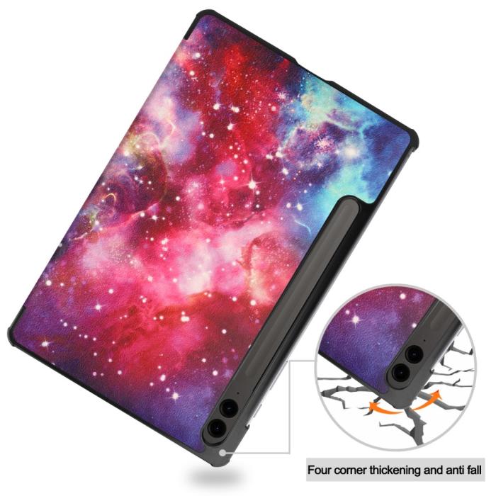 Bild 6,  Galaxy Tab S9 FE Plus Fodral Tri-Fold Läder Cosmic Space