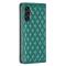 BINFEN BINFEN Galaxy A35 5G Fodral Flip Diamond Läder Grön