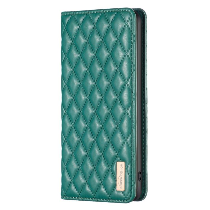 Bild 5, BINFEN BINFEN Galaxy A35 5G Fodral Flip Diamond Läder Grön