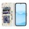  Samsung Galaxy A37/A36/A56 Fodral Rhombus Läder Blommor Vit