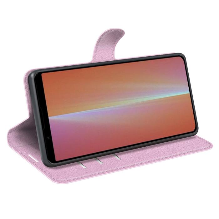 Bild 3,  Sony Xperia 5 V Fodral Litchi Textur Ljus Rosa