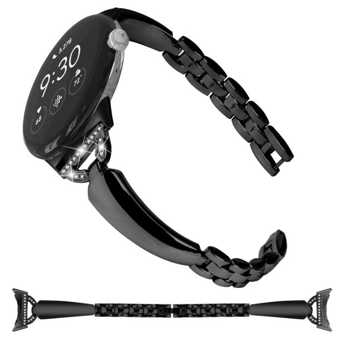 Bild 2,  Google Pixel Watch / Watch 2 Metal Bling Armband Svart