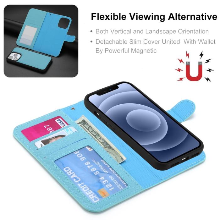 Bild 2,  iPhone 15 2in1 Magnet Fodral Kryss Struktur Blå