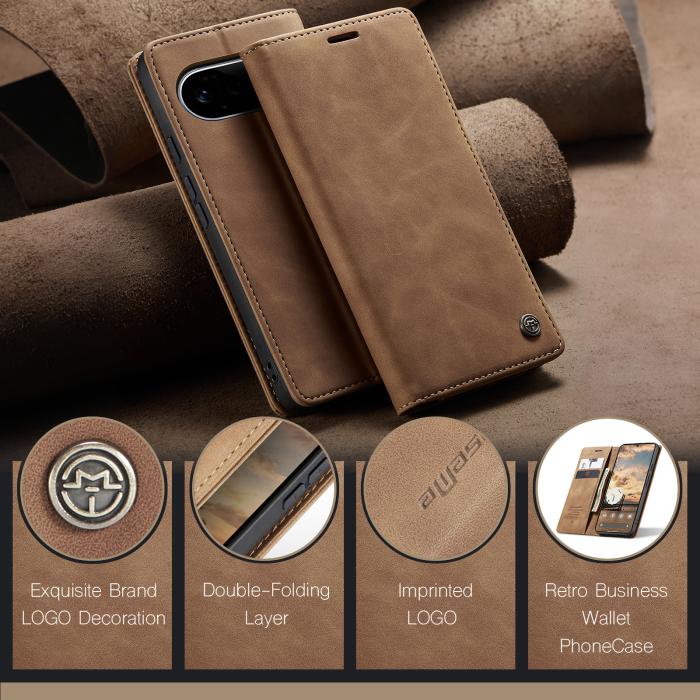 Bild 4, CASEME CASEME Google Pixel 11 / 11 Pro Fodral RFID Läder Brun