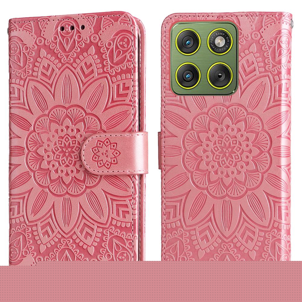  Motorola Edge 70 Fodral Mandala Läder Rosa