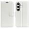  Samsung Galaxy S24 FE Fodral Litchi Läder Textur Vit