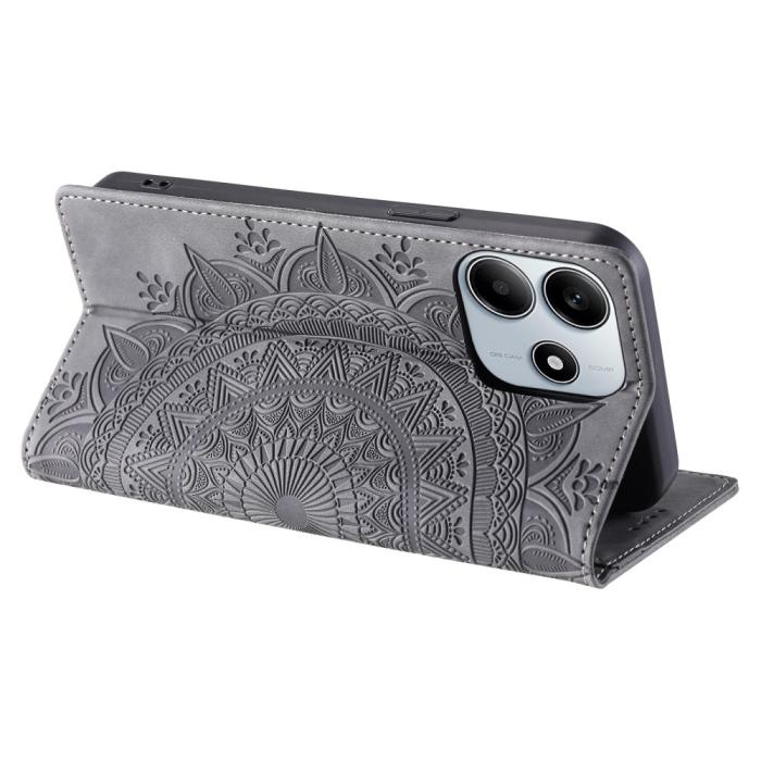 Bild 3,  Xiaomi Redmi Note 14 4G Fodral Flip Mandala Läder Grå