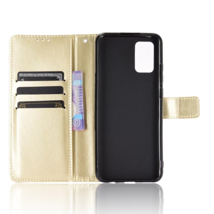 Bild 4,  Samsung Galaxy A02s - Crazy Horse Läder Fodral - Guld