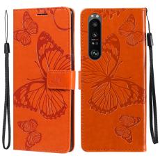  Sony Xperia 1 III - Butterfly L&auml;der Fodral - Orange