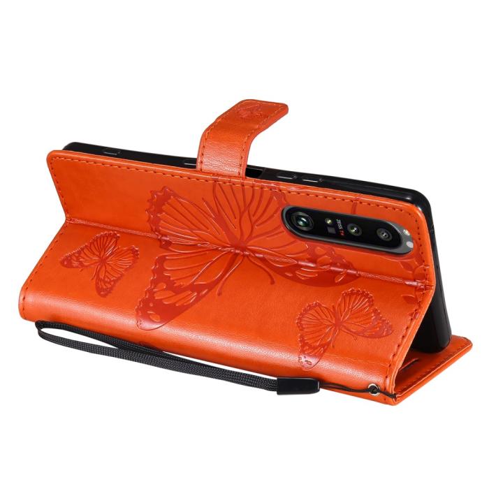 Bild 5,  Sony Xperia 1 III - Butterfly Läder Fodral - Orange