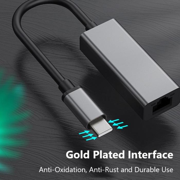 Bild 3,  USB-C Till RJ45 Nätverksadapter Grå