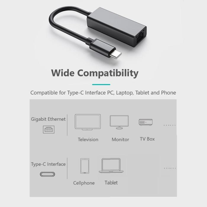 Bild 6,  USB-C Till RJ45 Nätverksadapter Grå