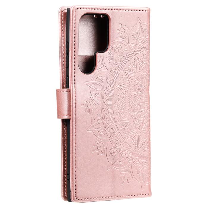 Bild 3,  Samsung Galaxy S22 Ultra Fodral Mandala Läder Roséguld