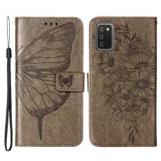  Samsung Galaxy A03s Fodral Tryckt Butterfly Gr&aring;