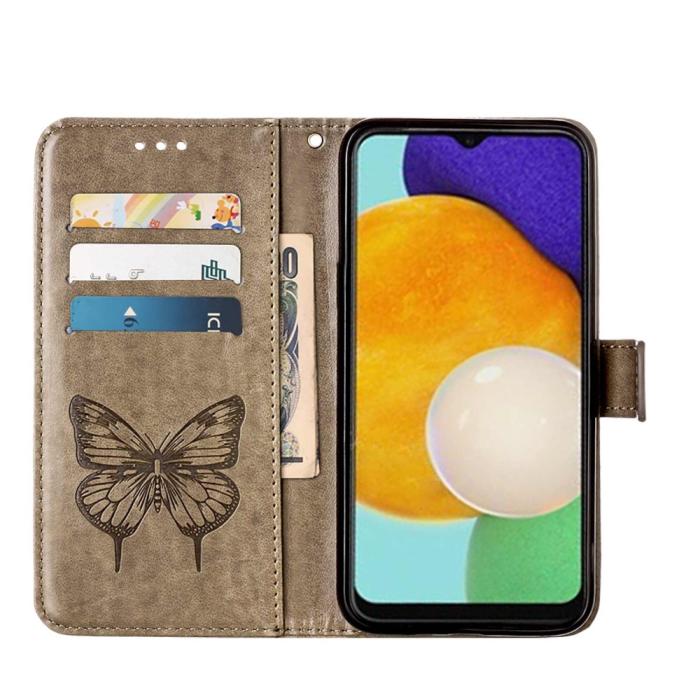 Bild 4,  Samsung Galaxy A03s Fodral Tryckt Butterfly Grå