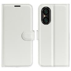  Sony Xperia 5 V Fodral Litchi Textur Vit