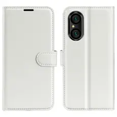  Sony Xperia 5 V Fodral Litchi Textur Vit