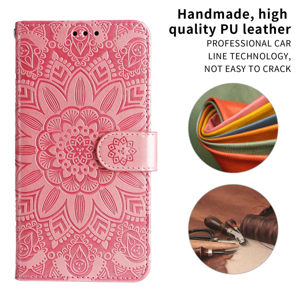  Motorola Edge 70 Fodral Mandala Läder Rosa