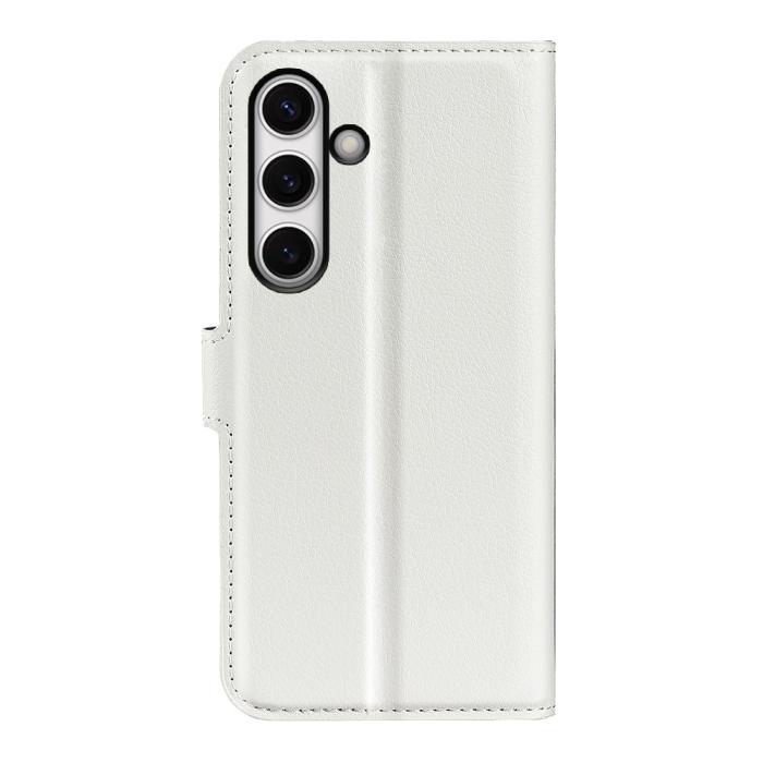 Bild 6,  Samsung Galaxy S24 FE Fodral Litchi Läder Textur Vit