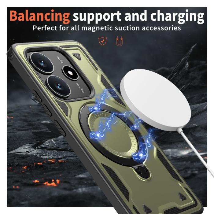 Bild 3,  Xiaomi Redmi Note 14 5G Skal MagSafe Kickstand Hybrid Grön