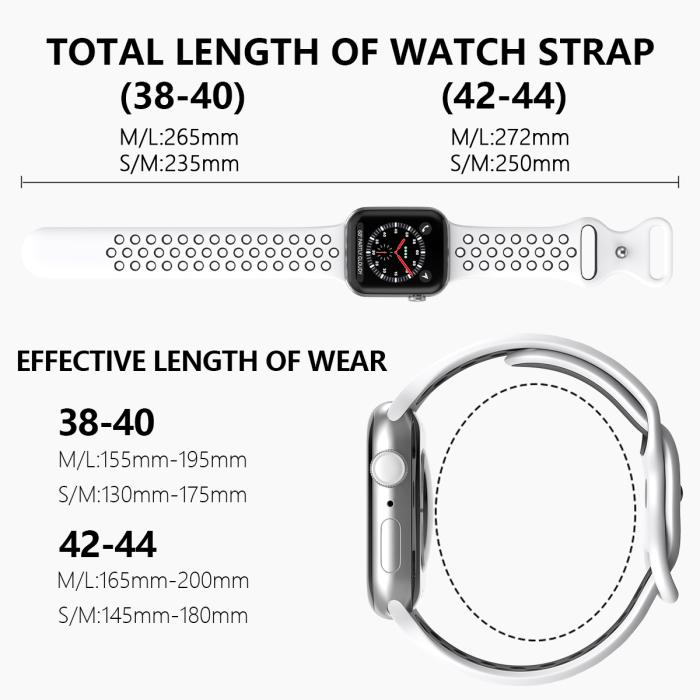 Bild 4, ColorPop Sportarmband Dual-Color Apple Watch 42/44/45/46/49 mm (S/M) Vit/Svart