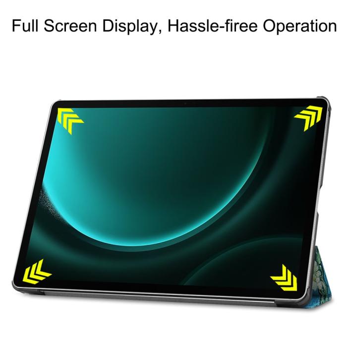 Bild 4,  Galaxy Tab S9 FE Plus Fodral Tri-Fold Läder Peach Blossom