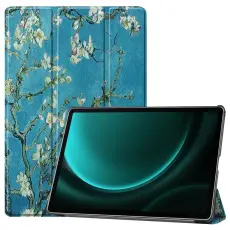  Galaxy Tab S9 FE Plus Fodral Tri-Fold L&auml;der Peach Blossom