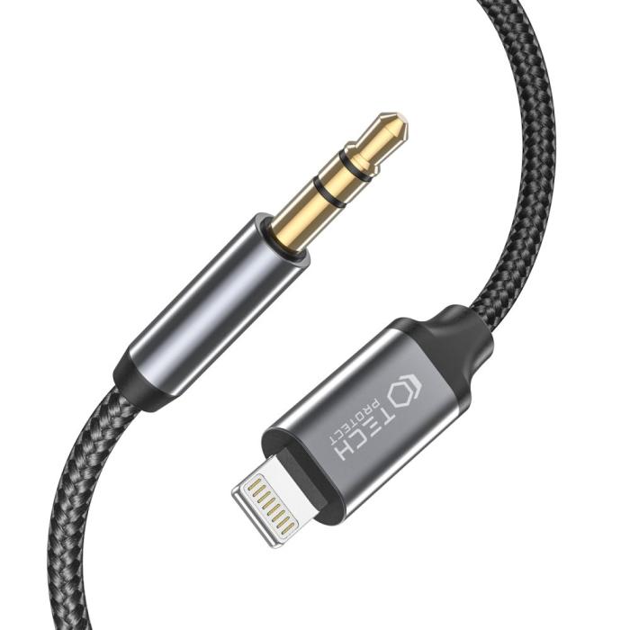 Bild 2, Tech-Protect Tech-Protect 1m Lightning - AUX Ljudadapter UltraBoost Svart