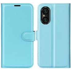  Sony Xperia 5 V Fodral Litchi Textur Ljus Bl&aring;