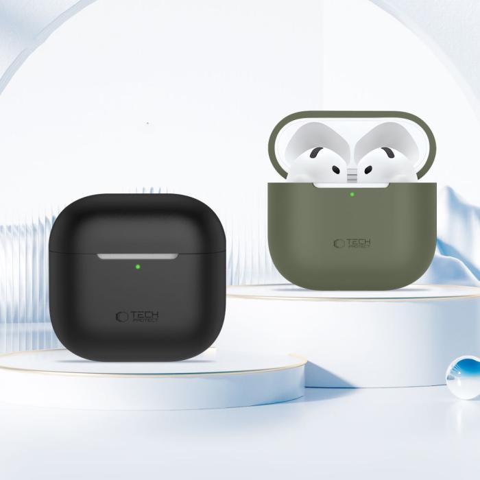 Bild 3, Tech-Protect Tech-Protect AirPods 4 Skal Silikon Crayon Grey
