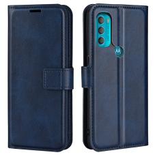  Motorola Moto G71 Fodral Solid L&auml;der Bl&aring;