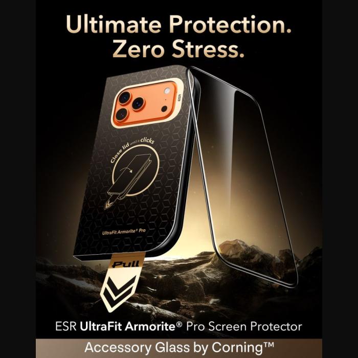 Bild 2, ESR ESR iPhone 18 Pro Max/17 Pro Max Skärmskydd UltraFit Amorite Pro Härdat Glas