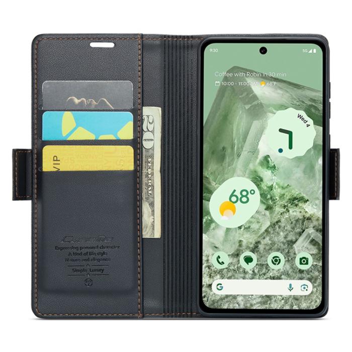 Bild 2, CASEME CASEME Google Pixel 8A Fodral Läder RFID Svart