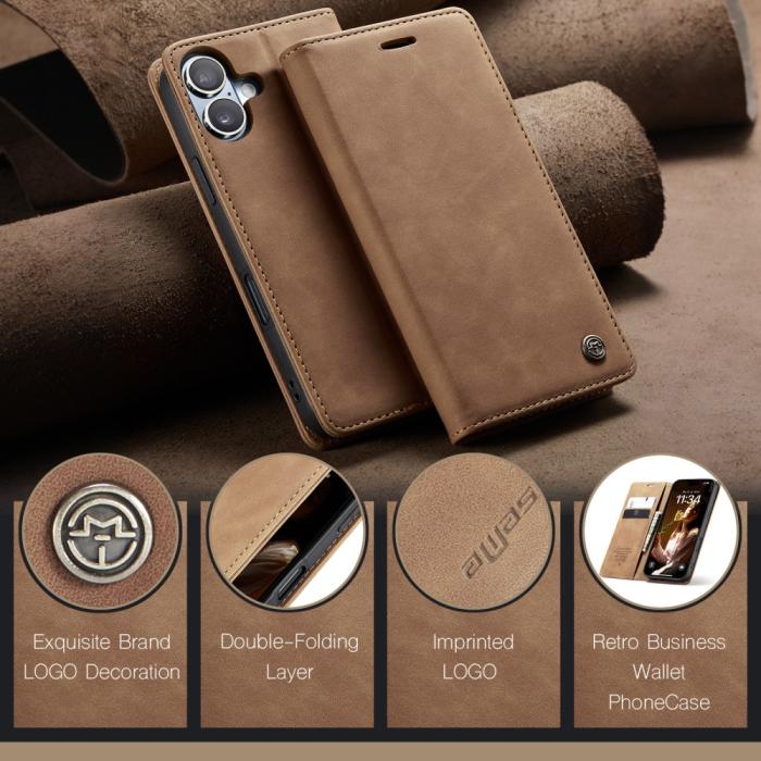 Bild 6, CASEME CASEME iPhone 16 Fodral Flip Läder Brun