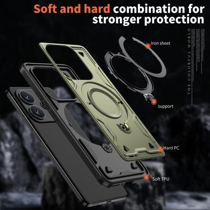 Bild 6,  Xiaomi Redmi Note 14 5G Skal MagSafe Kickstand Hybrid Grön
