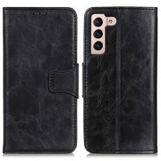  Galaxy S23 Fodral Crazy Horse Split L&auml;der Svart
