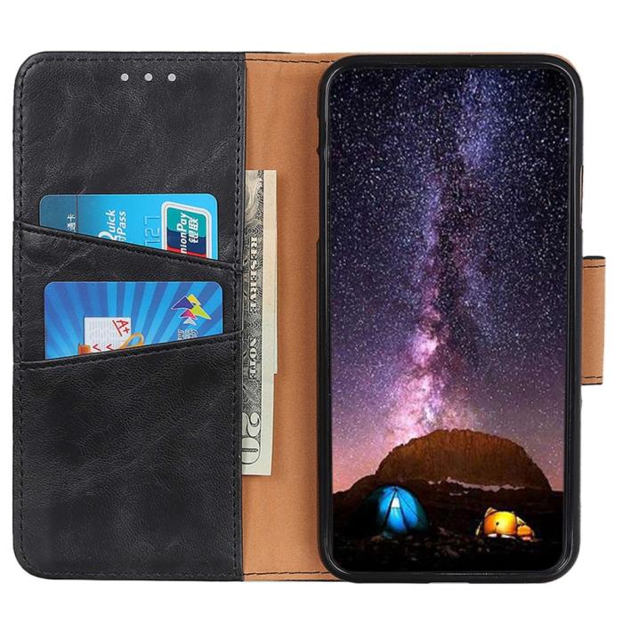 Bild 2,  Galaxy S23 Fodral Crazy Horse Split Läder Svart
