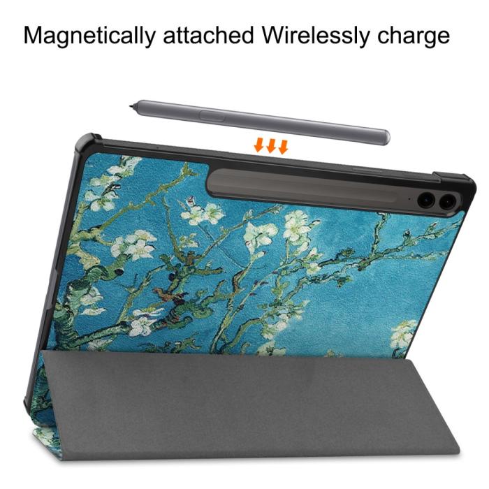 Bild 5,  Galaxy Tab S9 FE Plus Fodral Tri-Fold Läder Peach Blossom