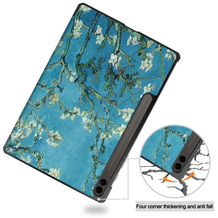 Bild 6,  Galaxy Tab S9 FE Plus Fodral Tri-Fold Läder Peach Blossom
