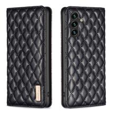 BINFEN BINFEN Galaxy A35 5G Fodral Flip Diamond L&auml;der Svart