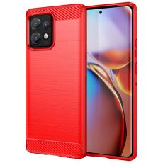  Motorola Edge 40 Pro 5G Skal Borstad St&aring;l Textur R&ouml;d
