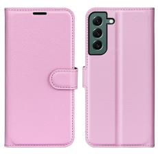  Samsung Galaxy S23 Plus Fodral Litchi L&auml;der Ljus Rosa