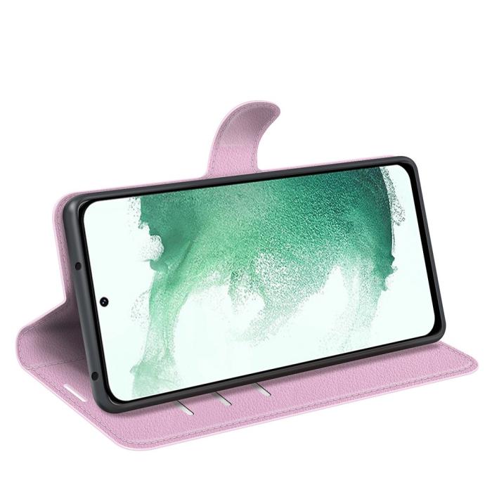 Bild 3,  Samsung Galaxy S23 Plus Fodral Litchi Läder Ljus Rosa