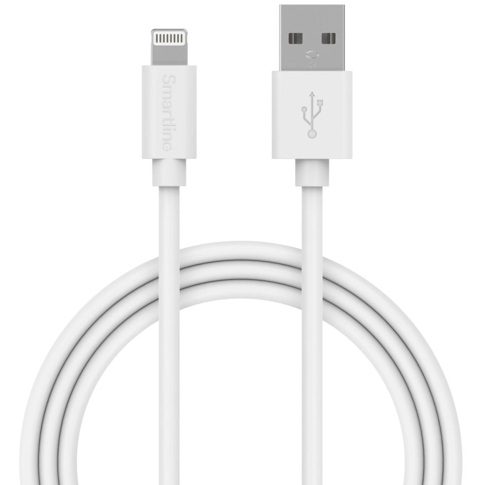Smartline Smartline 2m Lightning MFi Laddningskabel Vit